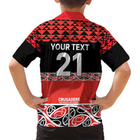New Zealand Rugby Pacific Custom Kid Hawaiian Shirt Whatumoana Maori Kowhaiwhai Pattern