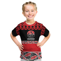 New Zealand Rugby Pacific Custom Kid T Shirt Whatumoana Maori Kowhaiwhai Pattern