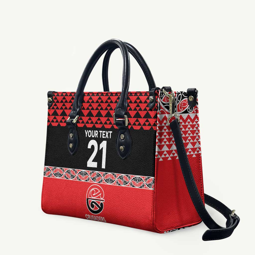 New Zealand Rugby Pacific Custom Leather Bag Whatumoana Maori Kowhaiwhai Pattern - Polynesian Pride