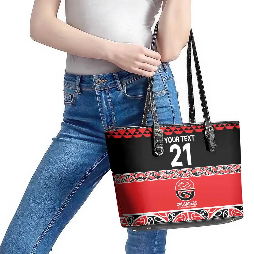 New Zealand Rugby Pacific Custom Leather Tote Bag Whatumoana Maori Kowhaiwhai Pattern