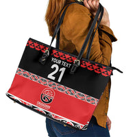 New Zealand Rugby Pacific Custom Leather Tote Bag Whatumoana Maori Kowhaiwhai Pattern