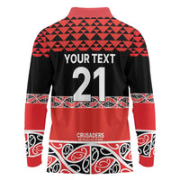 New Zealand Rugby Pacific Custom Long Sleeve Polo Shirt Whatumoana Maori Kowhaiwhai Pattern