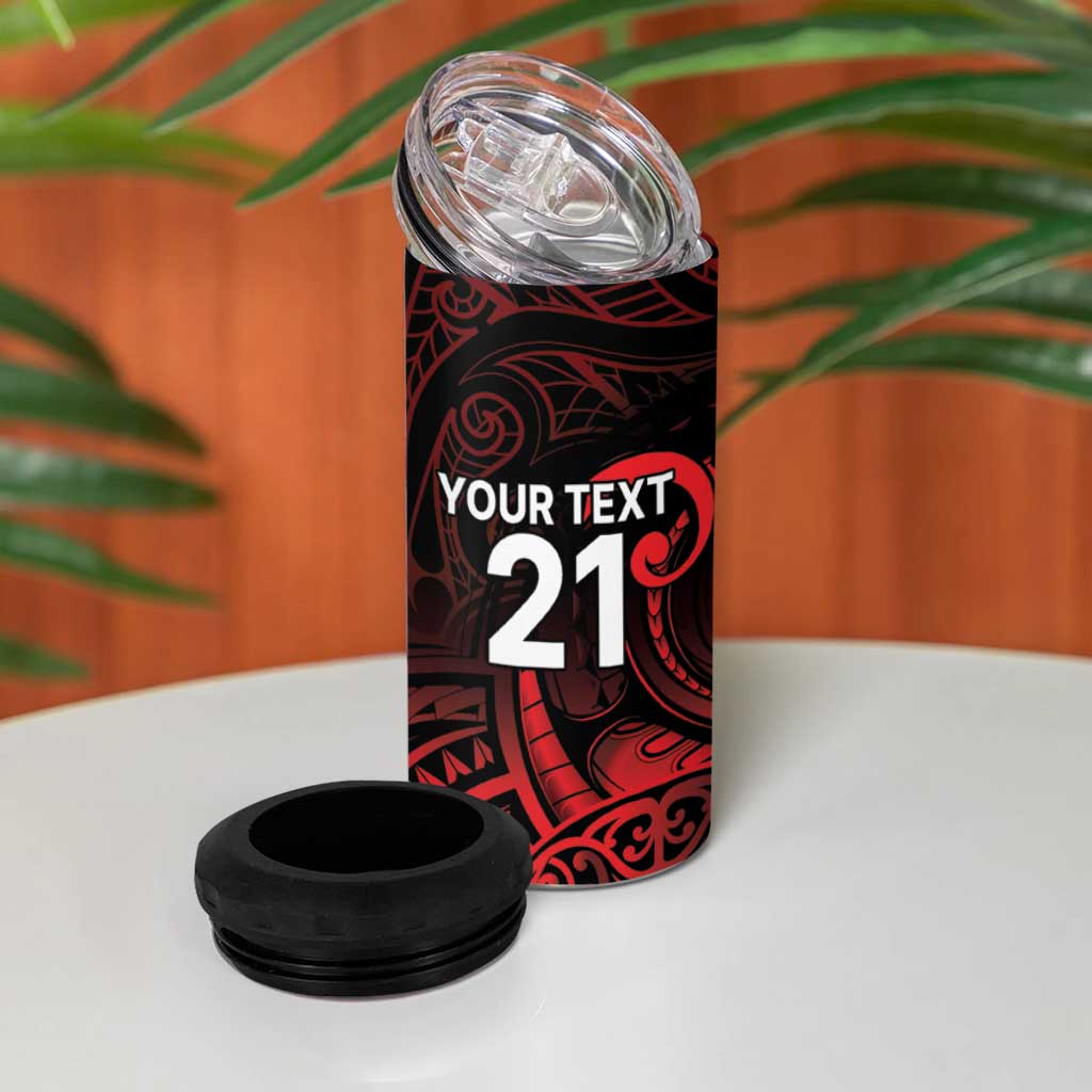 New Zealand Rugby Pacific Custom 4 in 1 Can Cooler Tumbler Whatumoana Maori Tribal Tattoo
