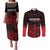 New Zealand Rugby Pacific Custom Couples Matching Puletasi and Long Sleeve Button Shirt Whatumoana Maori Tribal Tattoo