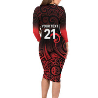 New Zealand Rugby Pacific Custom Family Matching Long Sleeve Bodycon Dress and Hawaiian Shirt Whatumoana Maori Tribal Tattoo