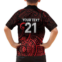 New Zealand Rugby Pacific Custom Family Matching Off The Shoulder Long Sleeve Dress and Hawaiian Shirt Whatumoana Maori Tribal Tattoo