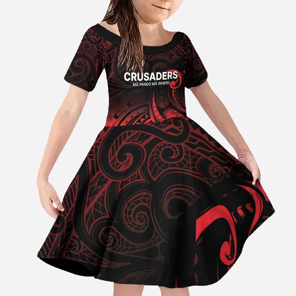 New Zealand Rugby Pacific Custom Family Matching Off The Shoulder Long Sleeve Dress and Hawaiian Shirt Whatumoana Maori Tribal Tattoo