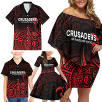 New Zealand Rugby Pacific Custom Family Matching Off Shoulder Short Dress and Hawaiian Shirt Whatumoana Maori Tribal Tattoo