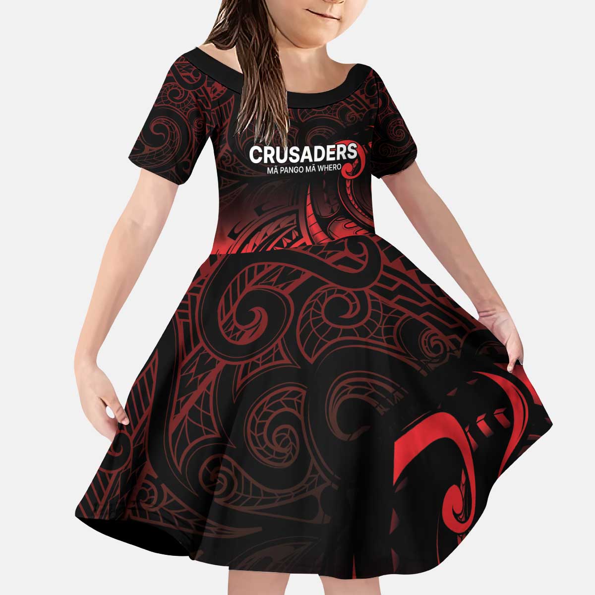 New Zealand Rugby Pacific Custom Kid Short Sleeve Dress Whatumoana Maori Tribal Tattoo