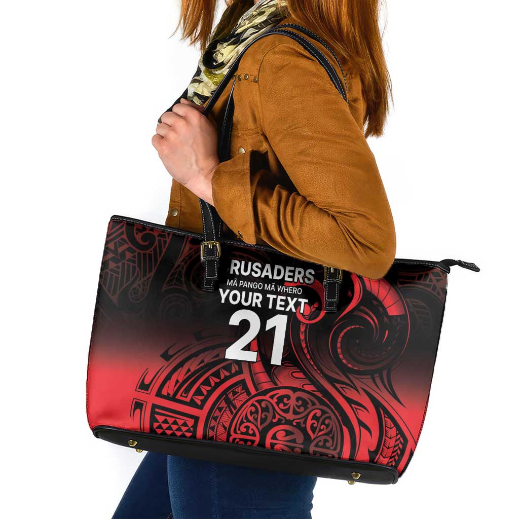 New Zealand Rugby Pacific Custom Leather Tote Bag Whatumoana Maori Tribal Tattoo