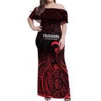 New Zealand Rugby Pacific Custom Off Shoulder Maxi Dress Whatumoana Maori Tribal Tattoo