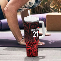 New Zealand Rugby Pacific Custom Tumbler With Handle Whatumoana Maori Tribal Tattoo