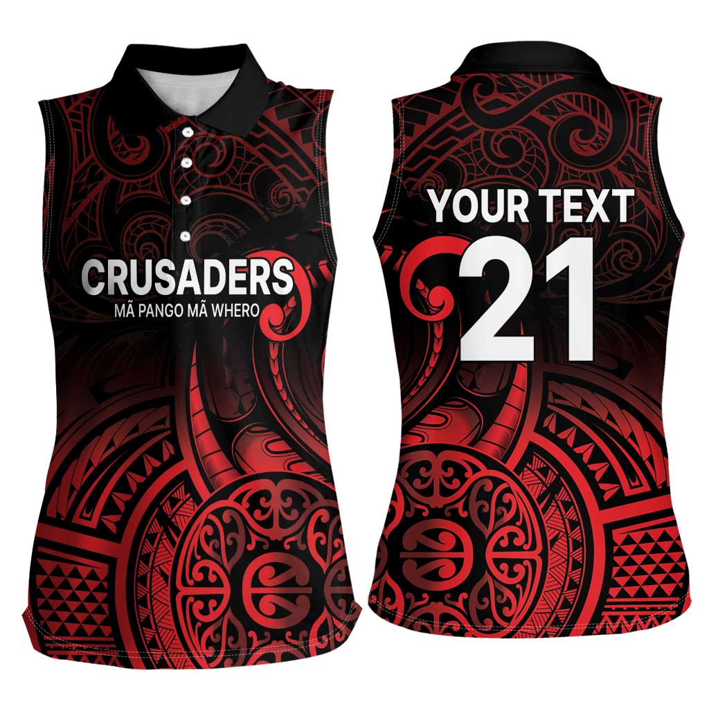 New Zealand Rugby Pacific Custom Women Sleeveless Polo Shirt Whatumoana Maori Tribal Tattoo