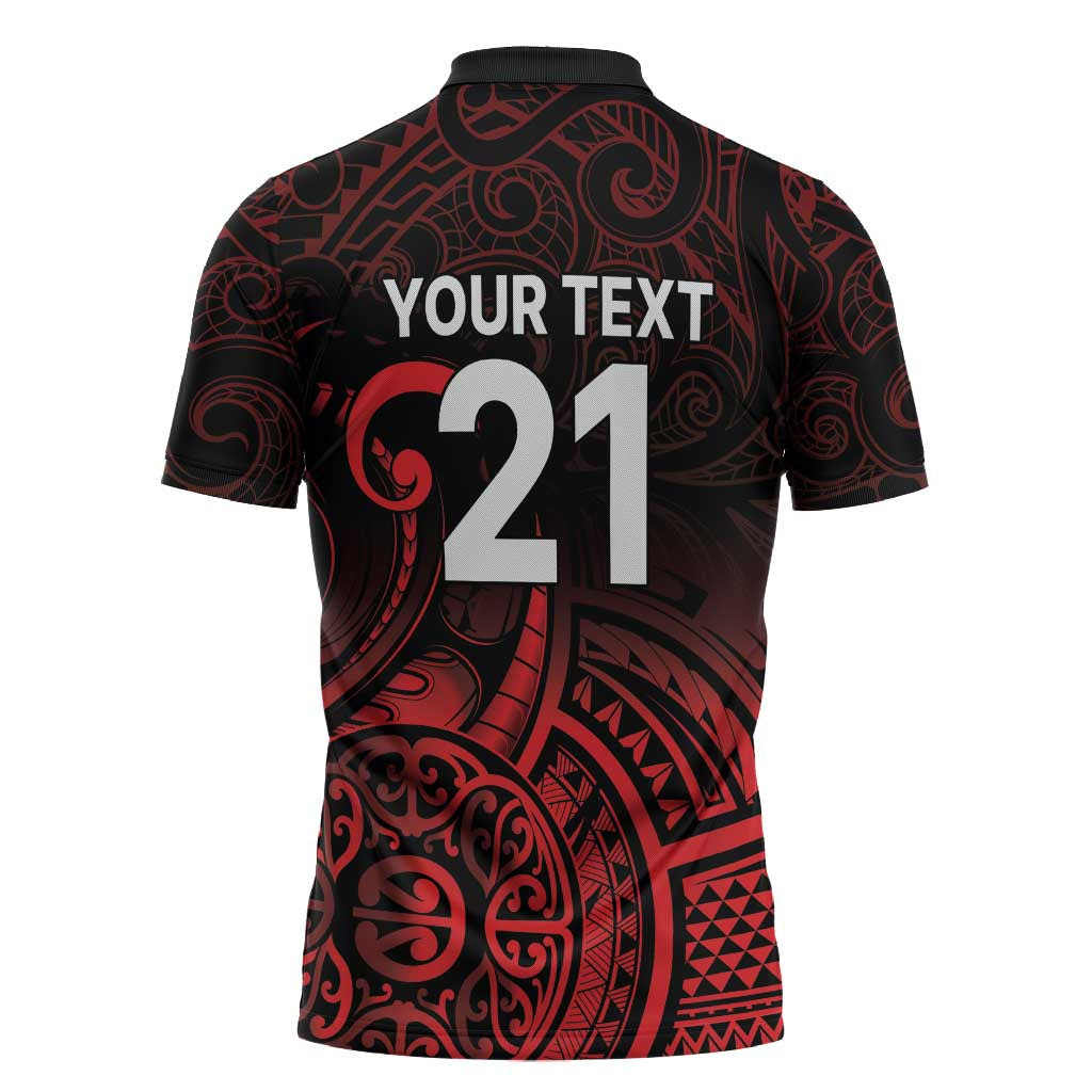 New Zealand Rugby Pacific Custom Zipper Polo Shirt Whatumoana Maori Tribal Tattoo - Polynesian Pride