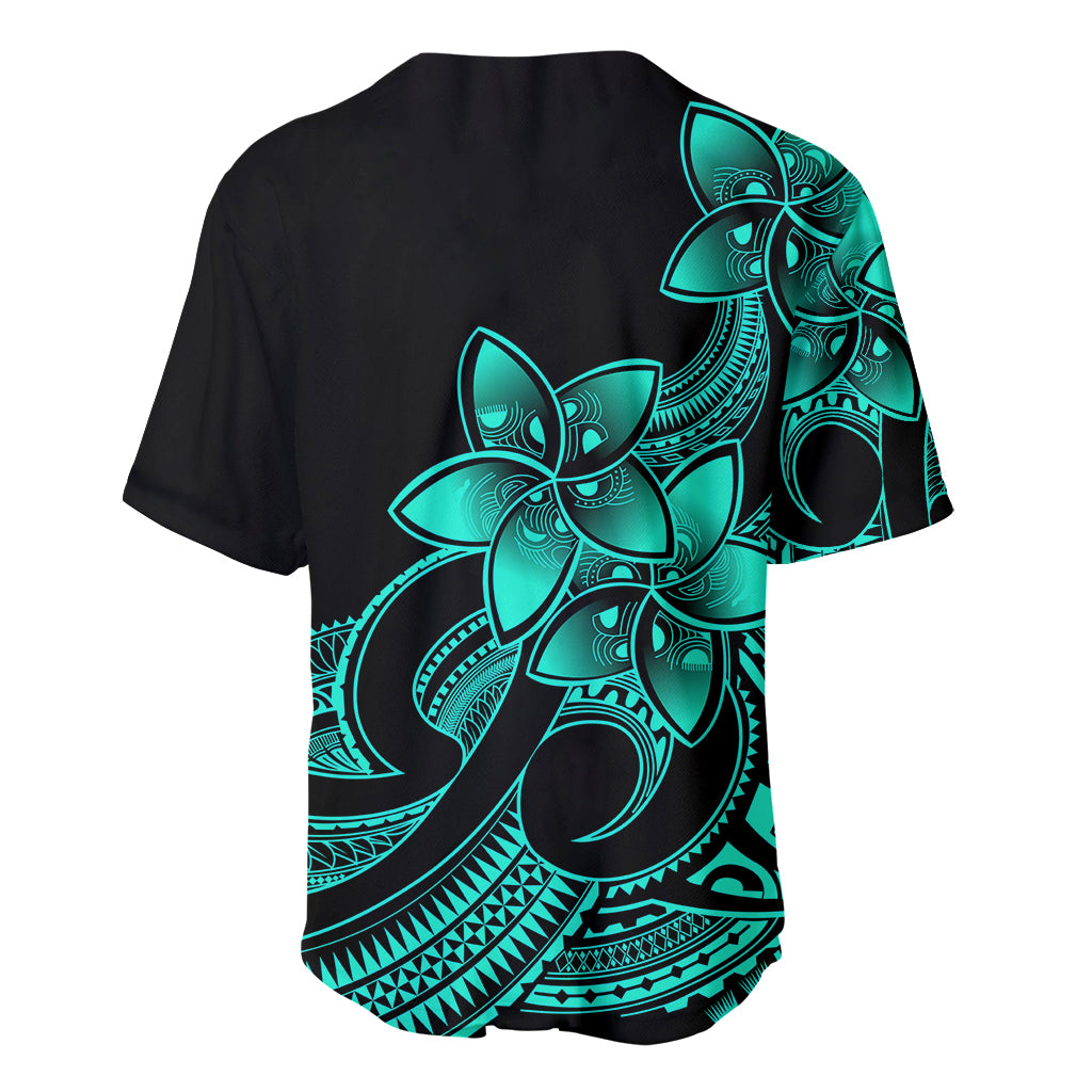 Polynesian Pride Plumeria Flowers Baseball Jersey Polynesian Tribal Aqua Vibe LT9 - Polynesian Pride