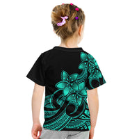 Polynesian Pride Plumeria Flowers Kid T Shirt Polynesian Tribal Aqua Vibe LT9 - Polynesian Pride