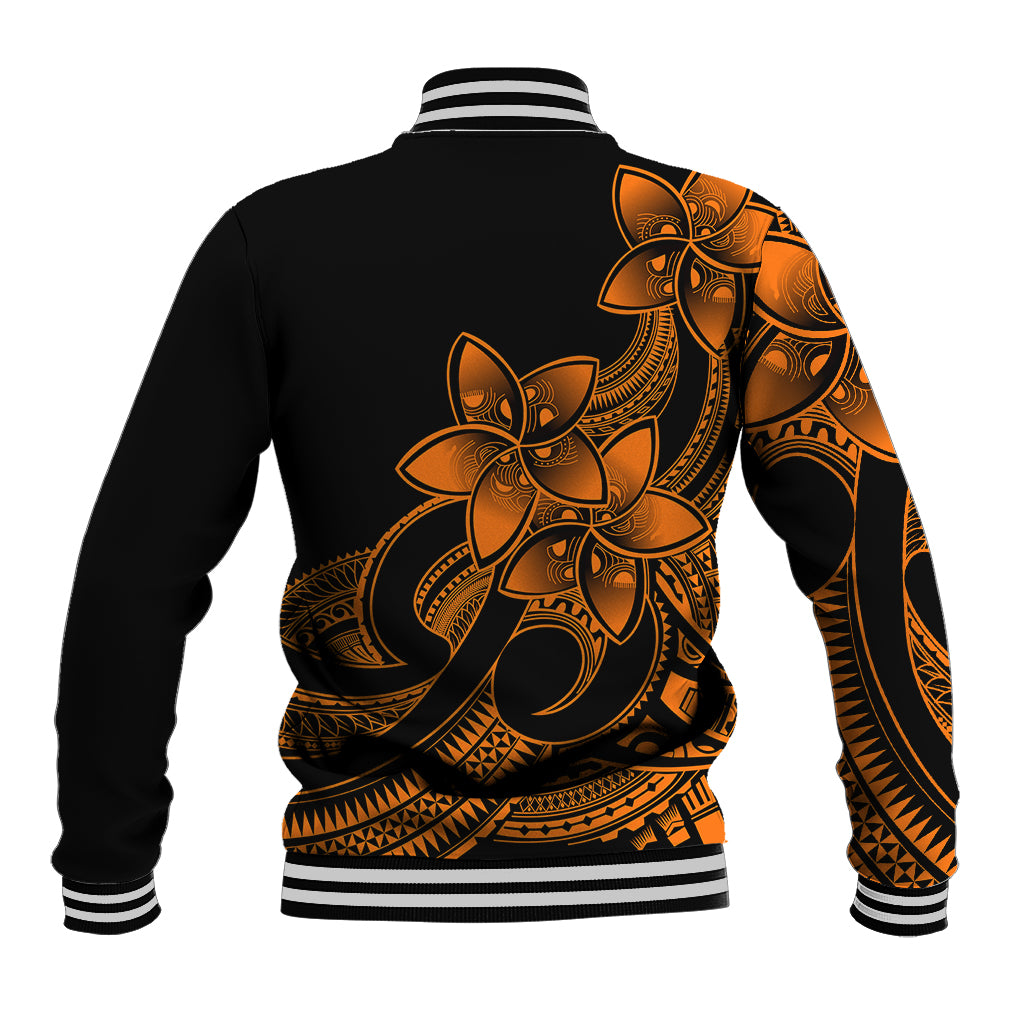 Polynesian Pride Plumeria Flowers Baseball Jacket Polynesian Tribal Gold Vibe LT9 - Polynesian Pride