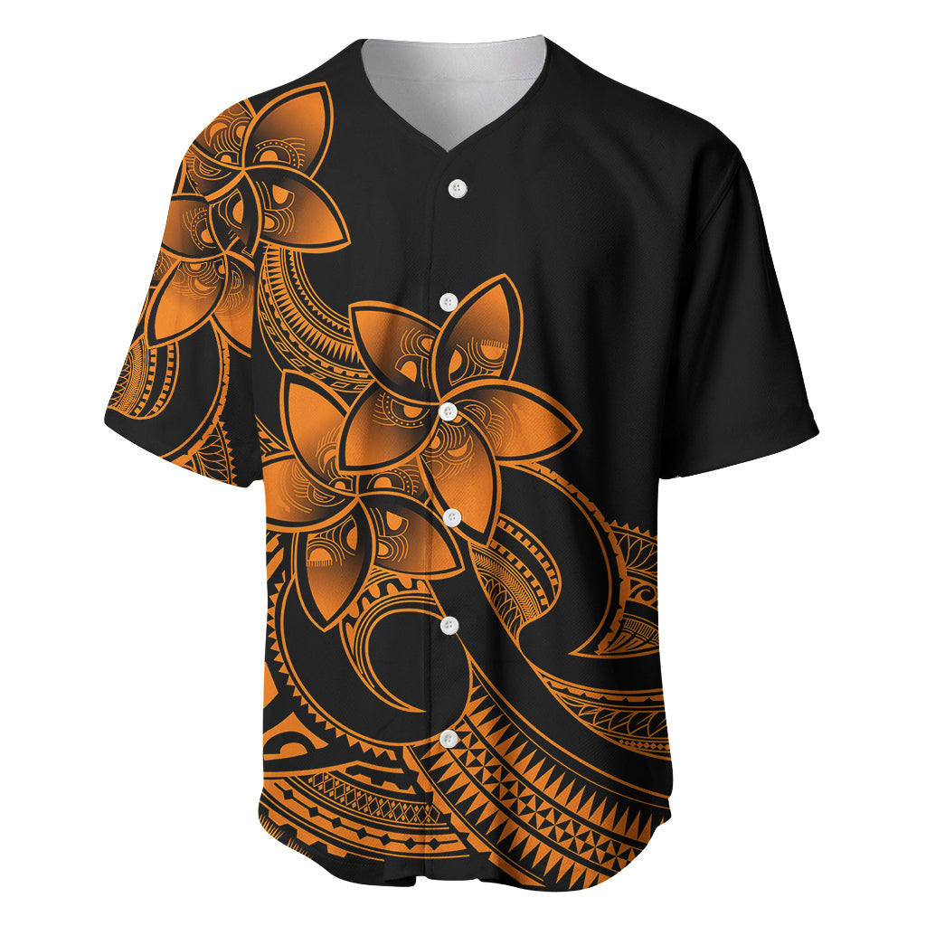 Polynesian Pride Plumeria Flowers Baseball Jersey Polynesian Tribal Gold Vibe LT9 Gold - Polynesian Pride