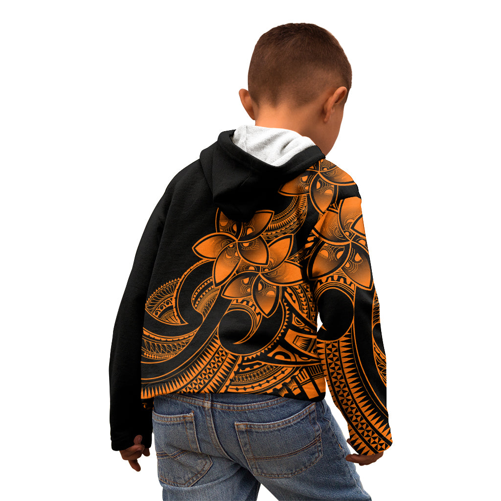Polynesian Pride Plumeria Flowers Kid Hoodie Polynesian Tribal Gold Vibe LT9 - Polynesian Pride