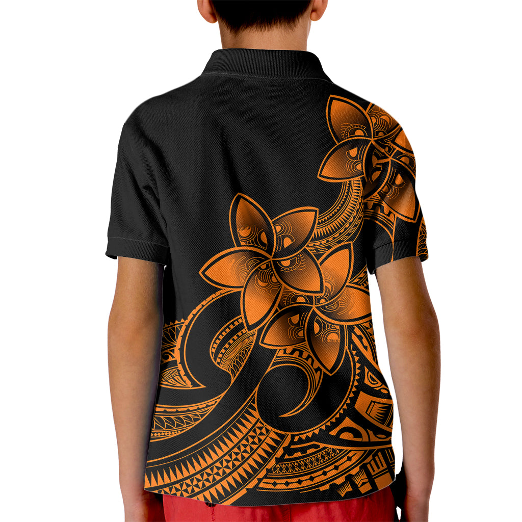 Polynesian Pride Plumeria Flowers Kid Polo Shirt Polynesian Tribal Gold Vibe LT9 - Polynesian Pride