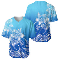 Polynesian Pride Plumeria Flowers Baseball Jersey Polynesian Tribal Gradient Blue LT9 - Polynesian Pride