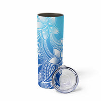 Polynesian Tribal Plumeria Flowers Skinny Tumbler Gradient Blue Vibe LT9 - Polynesian Pride