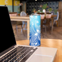 Polynesian Tribal Plumeria Flowers Skinny Tumbler Gradient Blue Vibe LT9 - Polynesian Pride