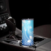 Polynesian Tribal Plumeria Flowers Skinny Tumbler Gradient Blue Vibe LT9 - Polynesian Pride