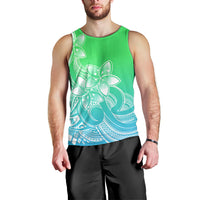 Polynesian Pride Plumeria Flowers Men Tank Top Polynesian Tribal Gradient Green LT9 - Polynesian Pride