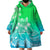 Polynesian Pride Plumeria Flowers Wearable Blanket Hoodie Polynesian Tribal Gradient Green LT9 - Polynesian Pride