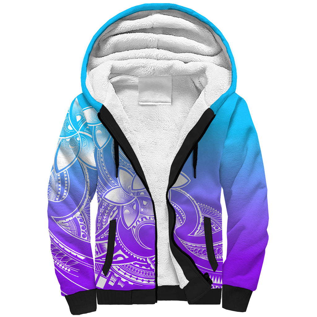 Polynesian Pride Plumeria Flowers Sherpa Hoodie Polynesian Tribal Gradient Purple LT9 Unisex Purple - Polynesian Pride