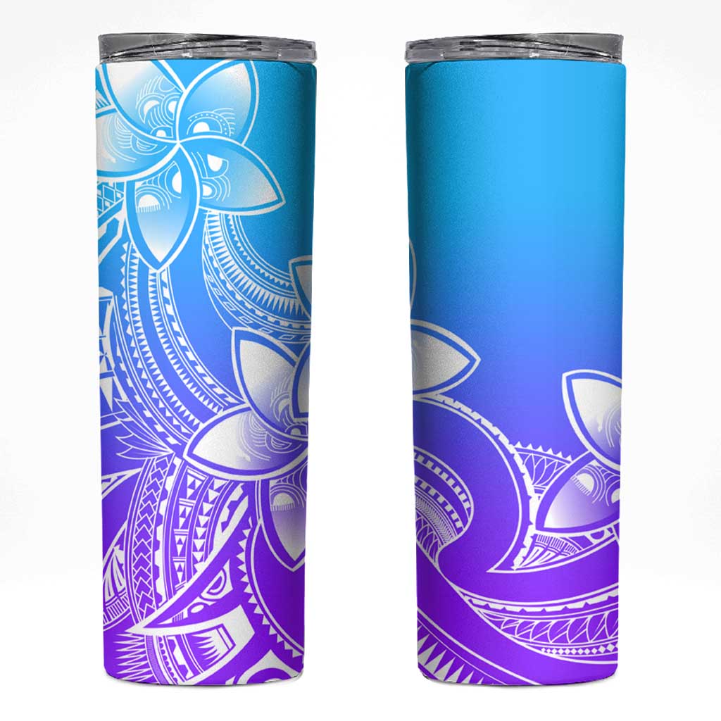 Polynesian Tribal Plumeria Flowers Skinny Tumbler Gradient Purple Vibe LT9 Gradient Purple - Polynesian Pride