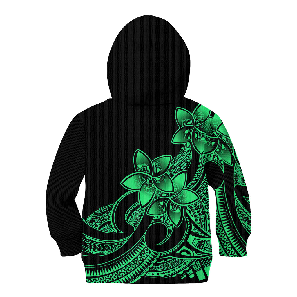 Polynesian Pride Plumeria Flowers Kid Hoodie Polynesian Tribal Green Vibe LT9 - Polynesian Pride