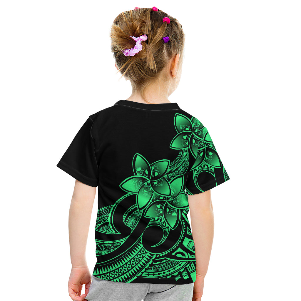 Polynesian Pride Plumeria Flowers Kid T Shirt Polynesian Tribal Green Vibe LT9 - Polynesian Pride