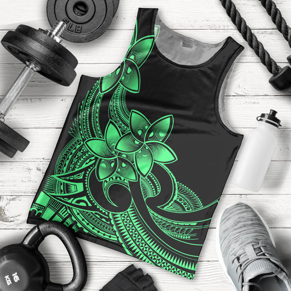 Polynesian Pride Plumeria Flowers Men Tank Top Polynesian Tribal Green Vibe LT9 Green - Polynesian Pride