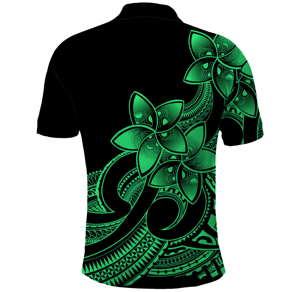 Polynesian Pride Plumeria Flowers Polo Shirt Polynesian Tribal Green Vibe LT9 - Polynesian Pride