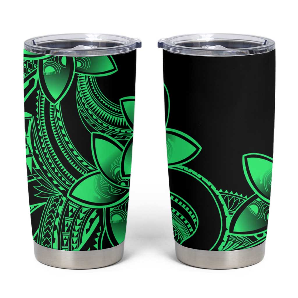 Polynesian Tribal Plumeria Flowers Tumbler Cup Green Vibe