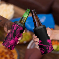 Polynesian Tribal Plumeria Flowers 4 in 1 Can Cooler Tumbler Pink Vibe