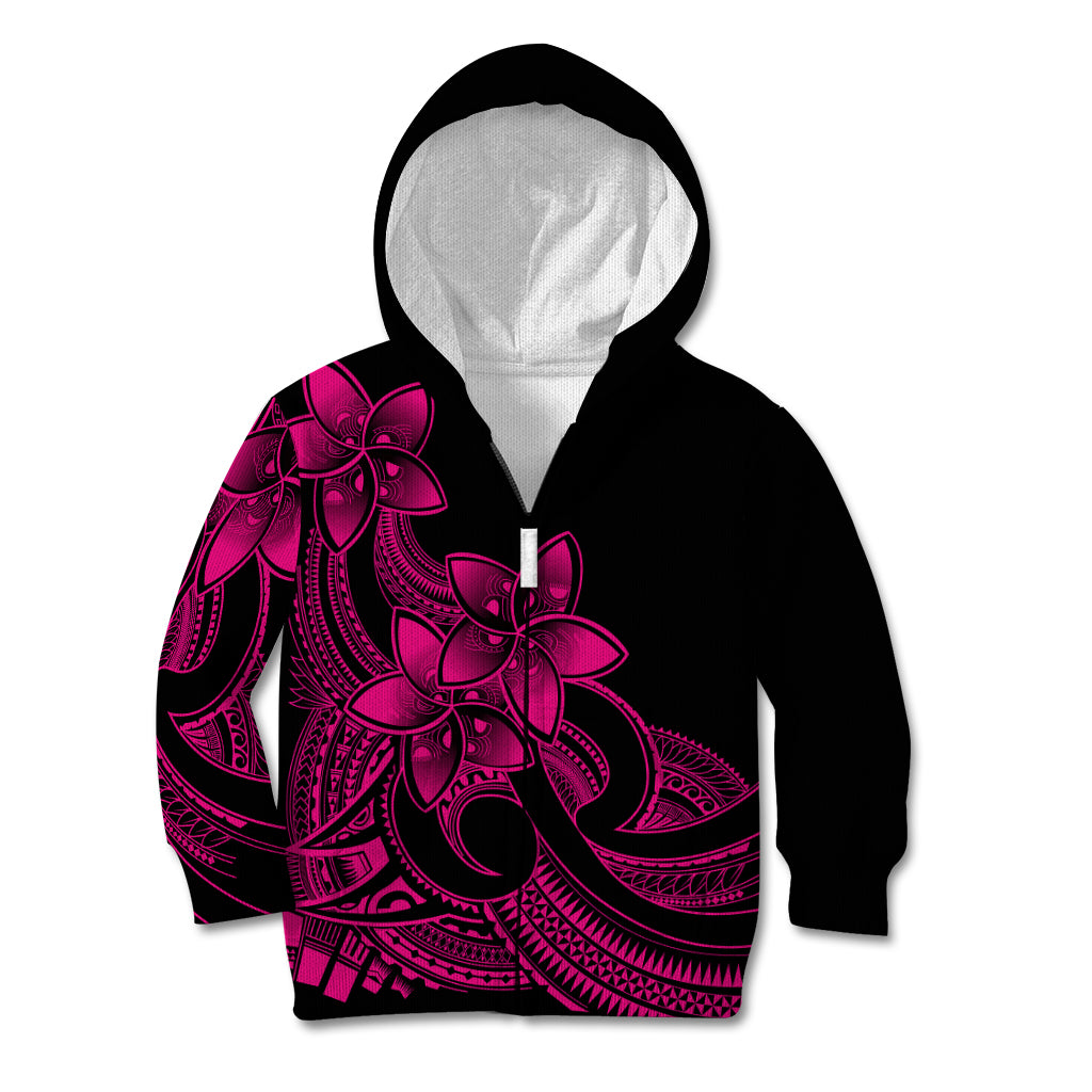 Polynesian Pride Plumeria Flowers Kid Hoodie Polynesian Tribal Pink Vibe LT9 Zip Hoodie Pink - Polynesian Pride