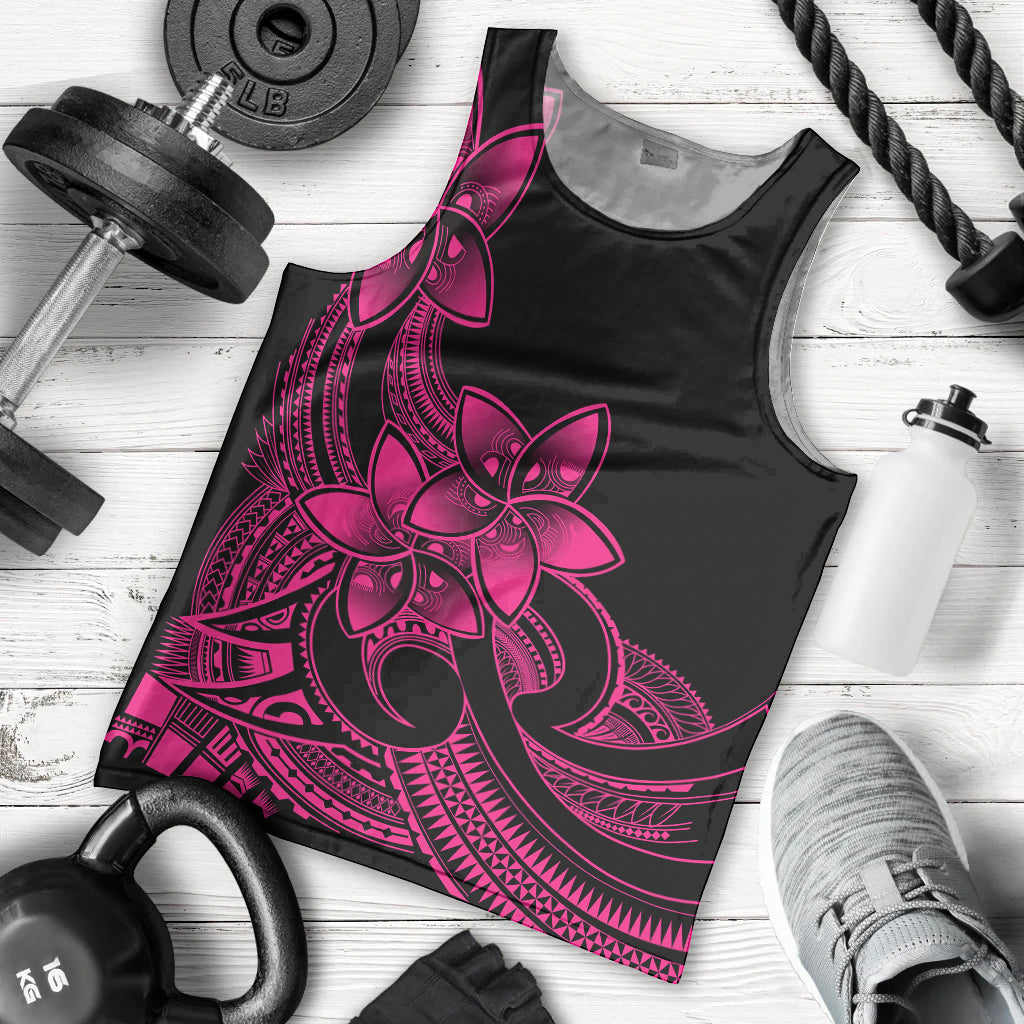 Polynesian Pride Plumeria Flowers Men Tank Top Polynesian Tribal Pink Vibe LT9 Pink - Polynesian Pride