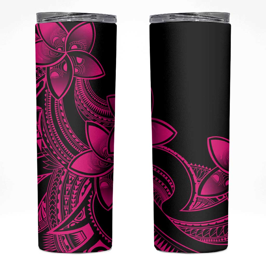 Polynesian Tribal Plumeria Flowers Skinny Tumbler Pink Vibe LT9 Pink - Polynesian Pride