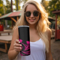 Polynesian Tribal Plumeria Flowers Skinny Tumbler Pink Vibe LT9 - Polynesian Pride