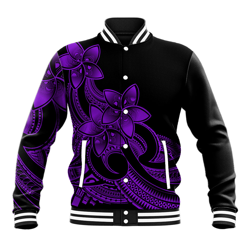 Polynesian Pride Plumeria Flowers Baseball Jacket Polynesian Tribal Purple Vibe LT9 Unisex Purple - Polynesian Pride