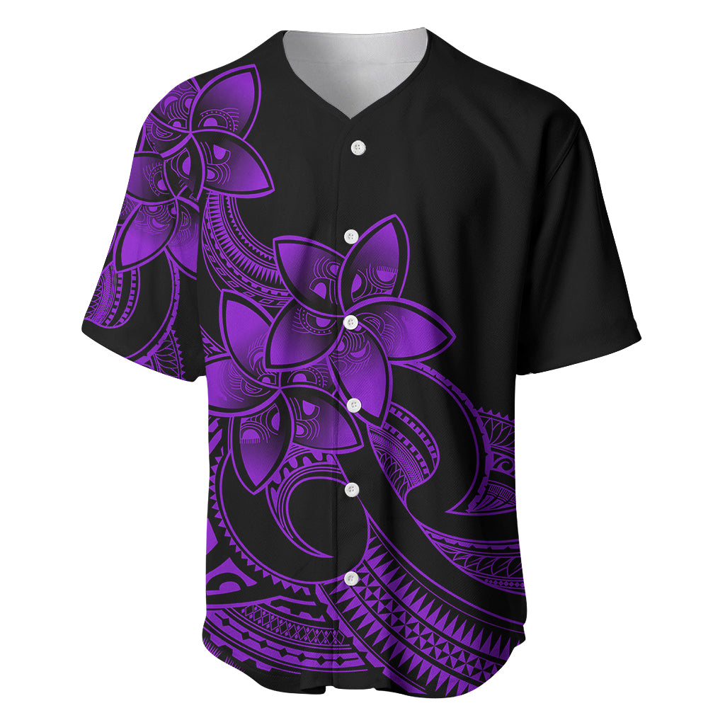 Polynesian Pride Plumeria Flowers Baseball Jersey Polynesian Tribal Purple Vibe LT9 Purple - Polynesian Pride