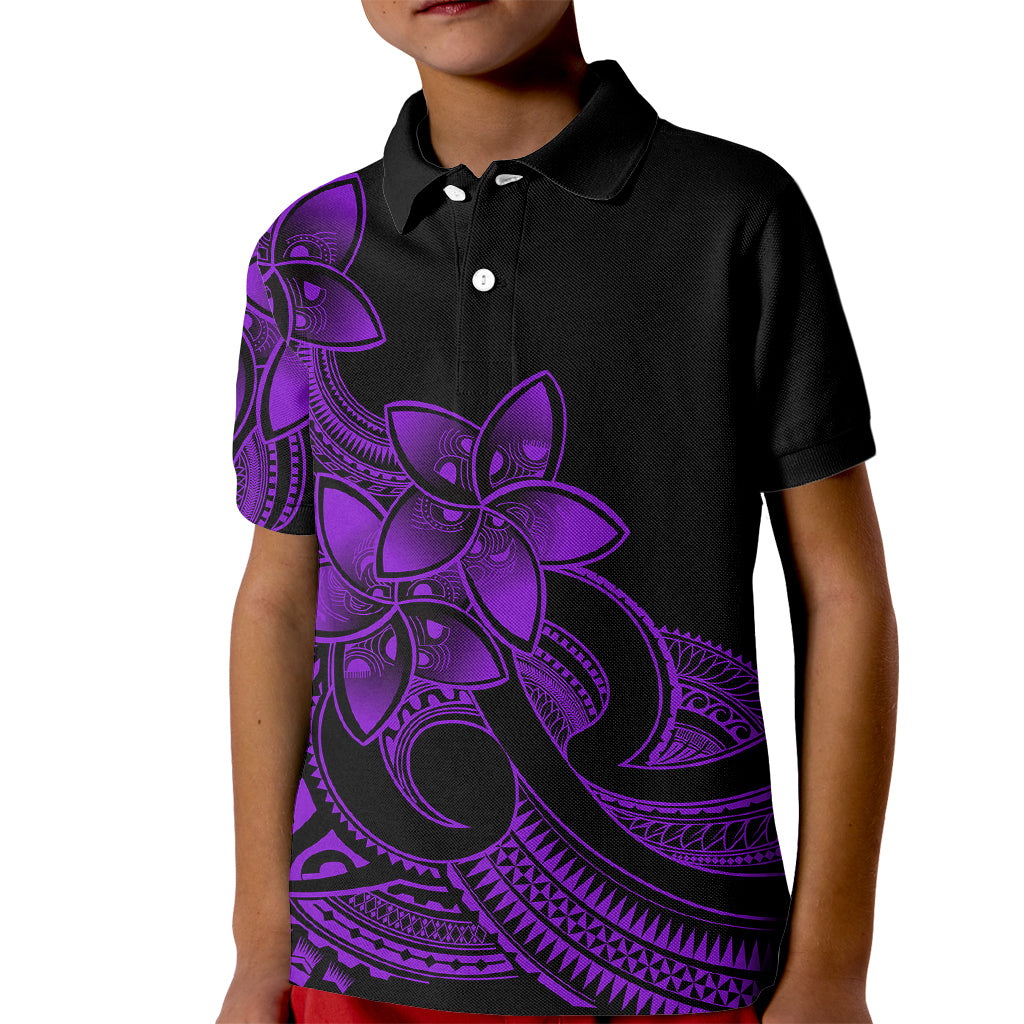 Polynesian Pride Plumeria Flowers Kid Polo Shirt Polynesian Tribal Purple Vibe LT9 Kid Purple - Polynesian Pride