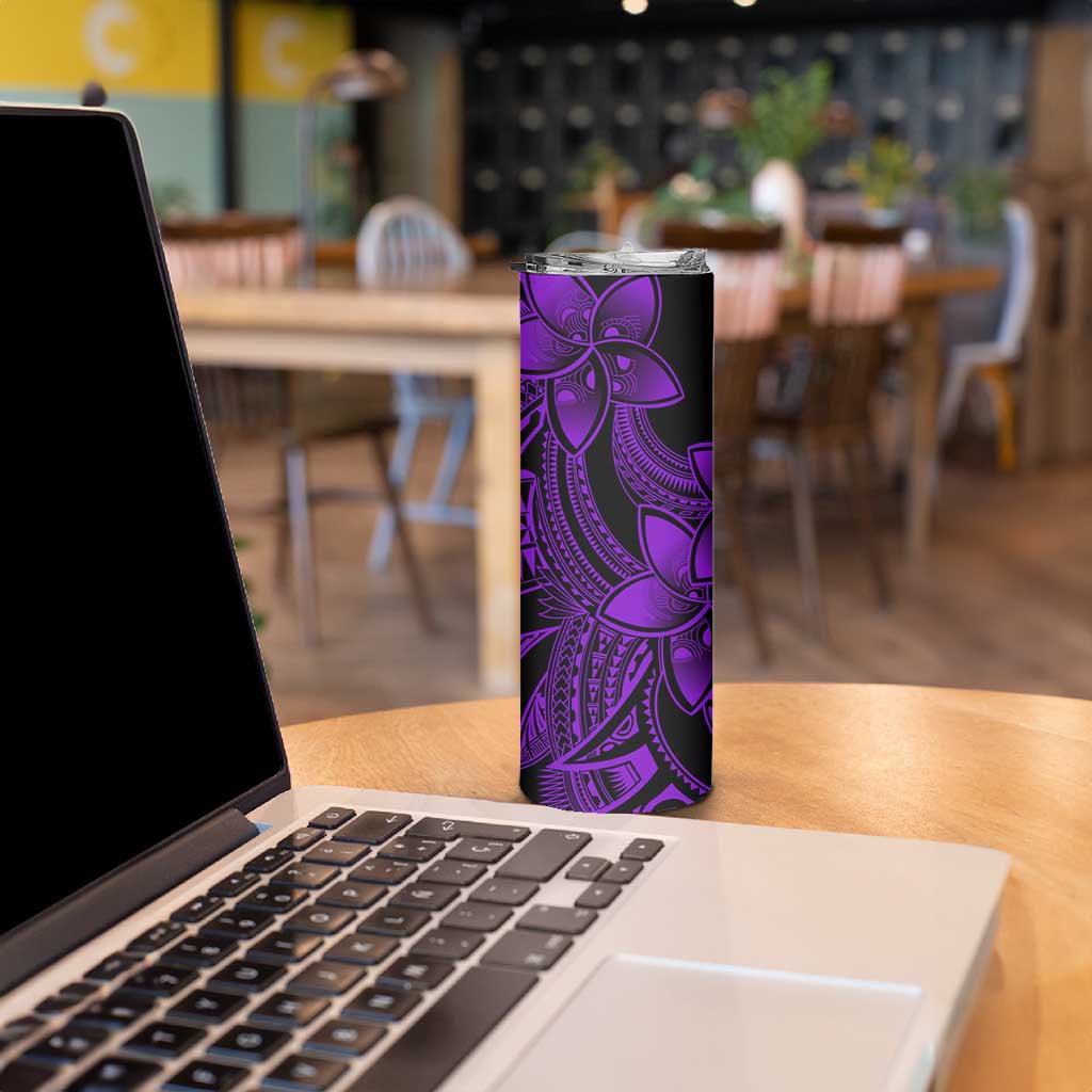 Polynesian Tribal Plumeria Flowers Skinny Tumbler Purple Vibe LT9 - Polynesian Pride