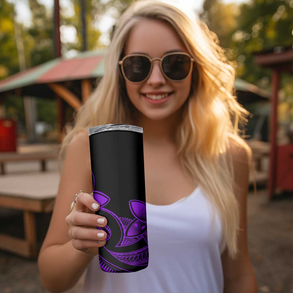 Polynesian Tribal Plumeria Flowers Skinny Tumbler Purple Vibe LT9 - Polynesian Pride