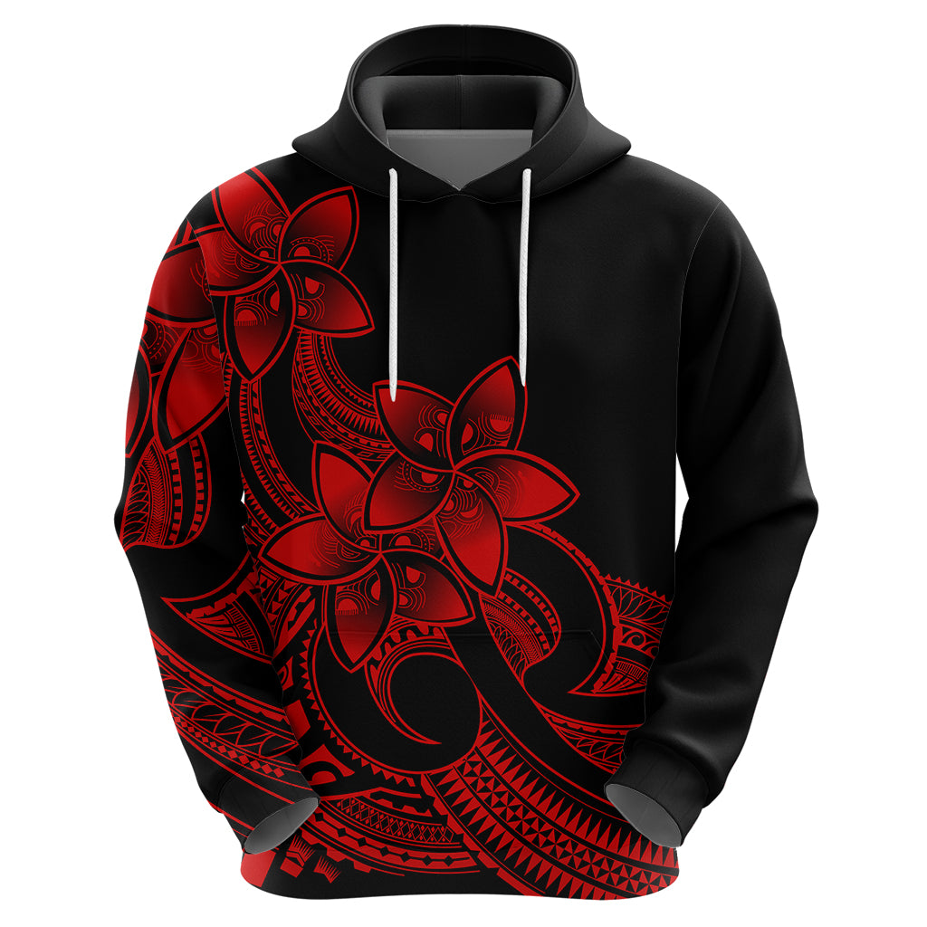 Polynesian Pride Plumeria Flowers Hoodie Polynesian Tribal Red Vibe LT9 - Polynesian Pride