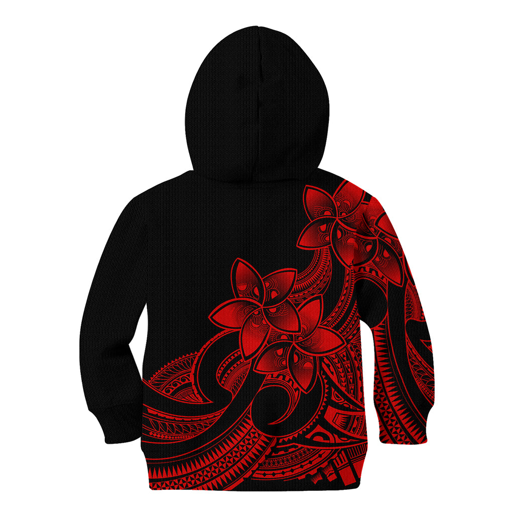 Polynesian Pride Plumeria Flowers Kid Hoodie Polynesian Tribal Red Vibe LT9 - Polynesian Pride