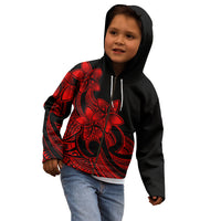 Polynesian Pride Plumeria Flowers Kid Hoodie Polynesian Tribal Red Vibe LT9 - Polynesian Pride